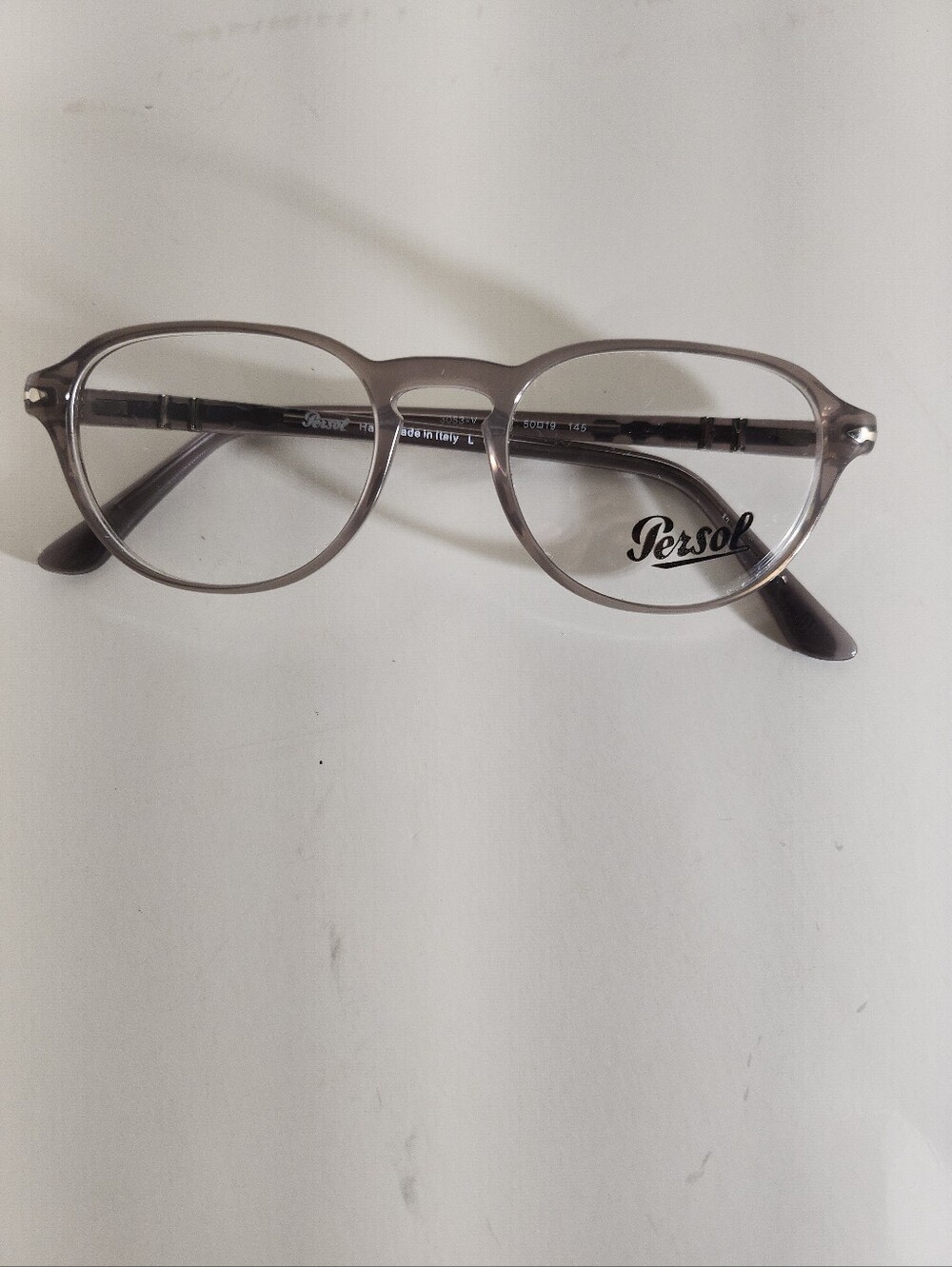 Persol Men's Round Optical Glasses in Translucent Taupe